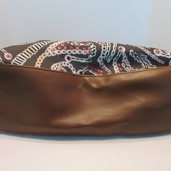 Bohemian Braided Handle Tote Bag Brown, Burgundy Faux Leather/Polyester - Picture 4 of 10